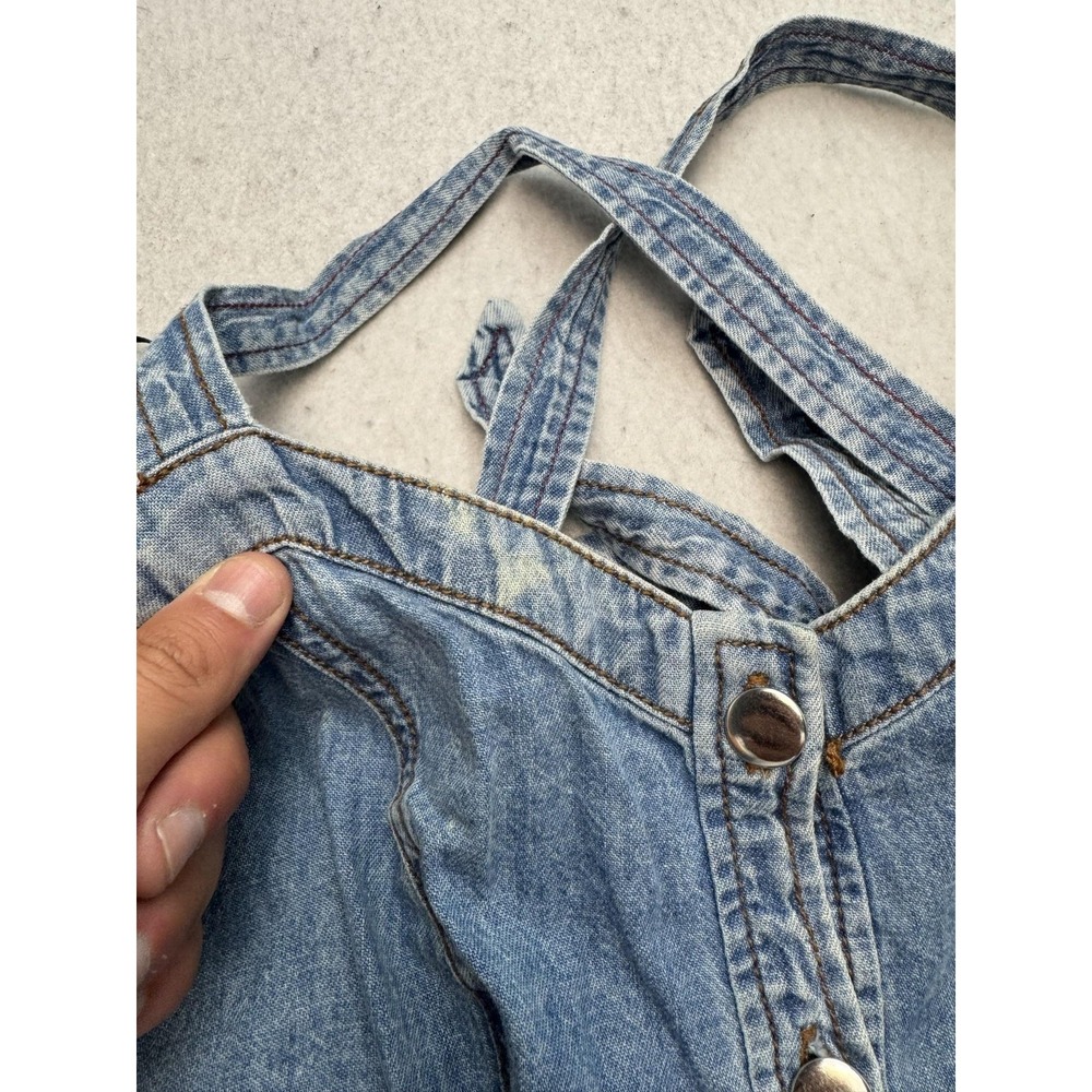 Anthropologie Pilcro Tiered Denim Maxi Dress Women's 2 Blue Sundress Western - Picture 4 of 14